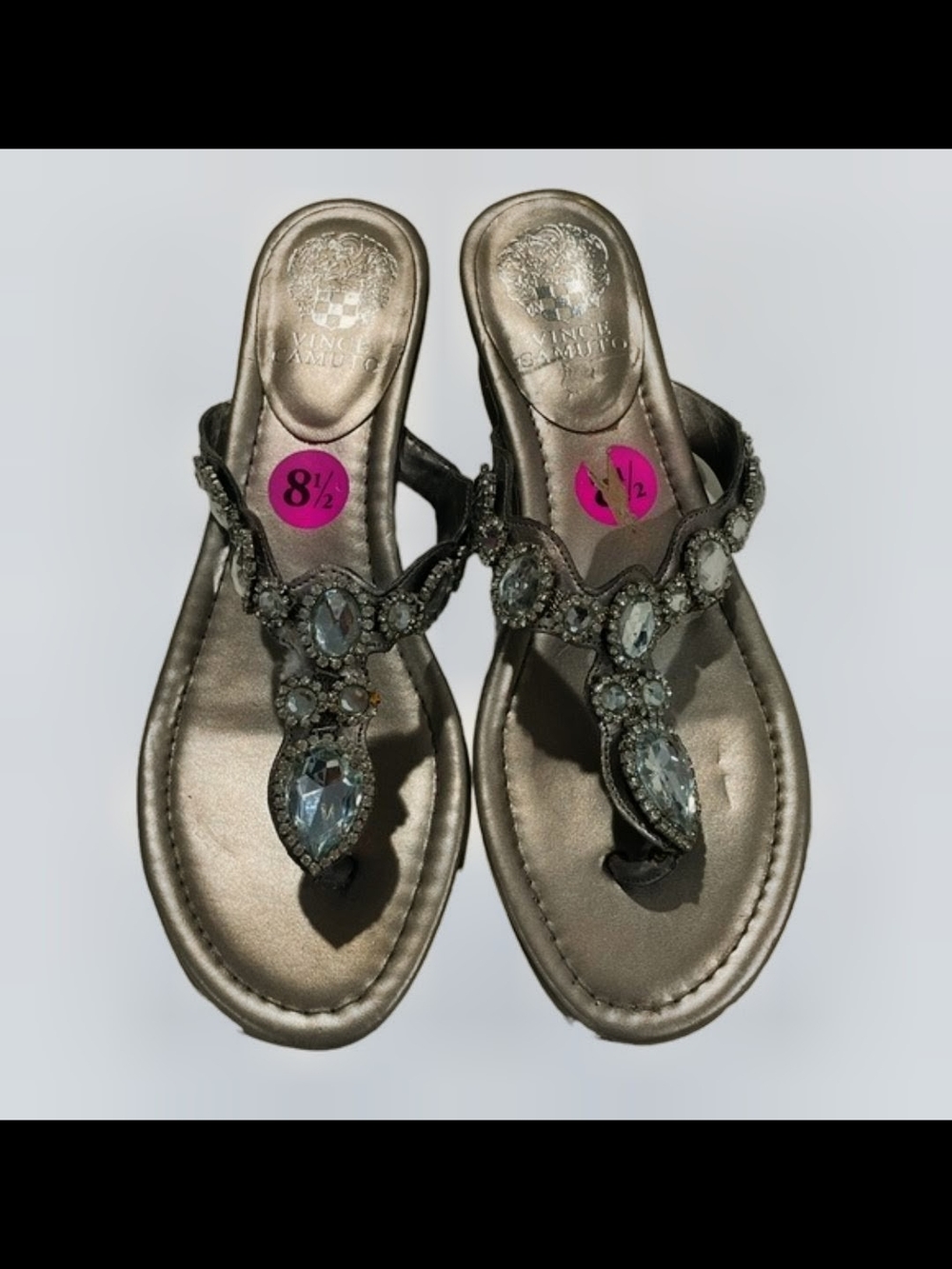 Vince Camuto Embellished Blinged Out Wedge Thong Sandals